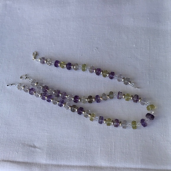 💜💚 Fluorite, Swarovski, and Sterling Silver Necklace and Bracelet Set - Picture 6 of 8